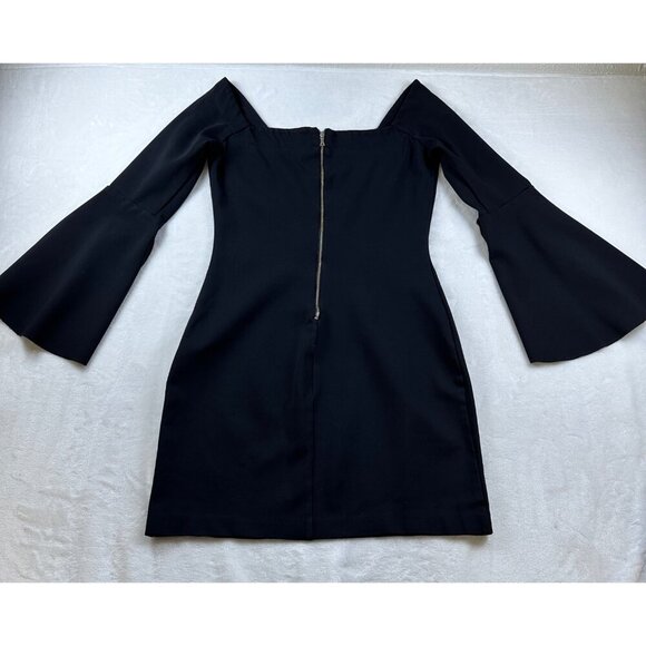 Slate & Willow Womens Black Janis Dress 6 Bell Sleeve Square Neck Cocktail Dress - Picture 12 of 14